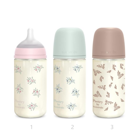 Biberon vidrio SUAVINEX SELECTION tetina silicona fisiologica SX Pron anti-colic flujo M 3m 240 ml