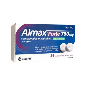 Almax Forte sabor menta 750 mg 24 comprimidos masticables