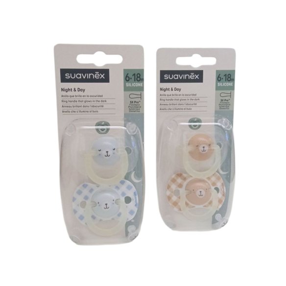 SUAVINEX chupete might & day anilla que brilla en la oscuridad tetina SX Pro fisiológica silicone 6·18m
