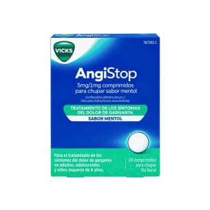 Angistop 5 mg/1mg 24 comprimidos para chupar sabor mentol