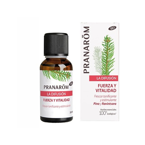 PRANAROM LA DIFUSION FUERZA Y VITALIDAD PINO Y RAVINTSARA BIO-ECOLÓGICO 30 ML