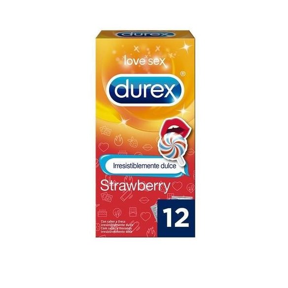 Preservativos Durex Fresa Condones 12 unidades