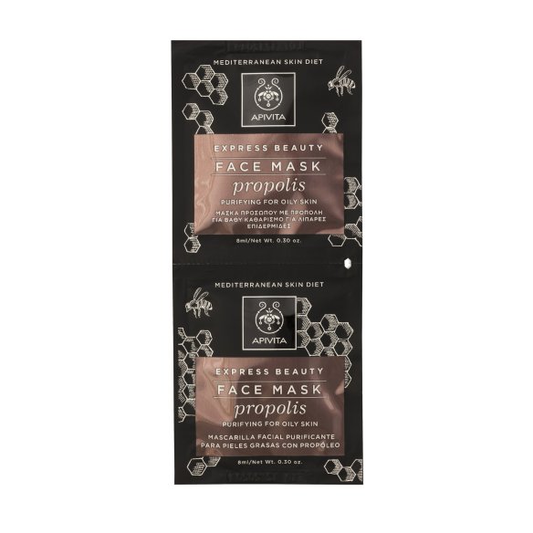 APIVITA EXPRESS BEAUTY Mascarilla facial purificante para pieles grasas 2x8 ml
