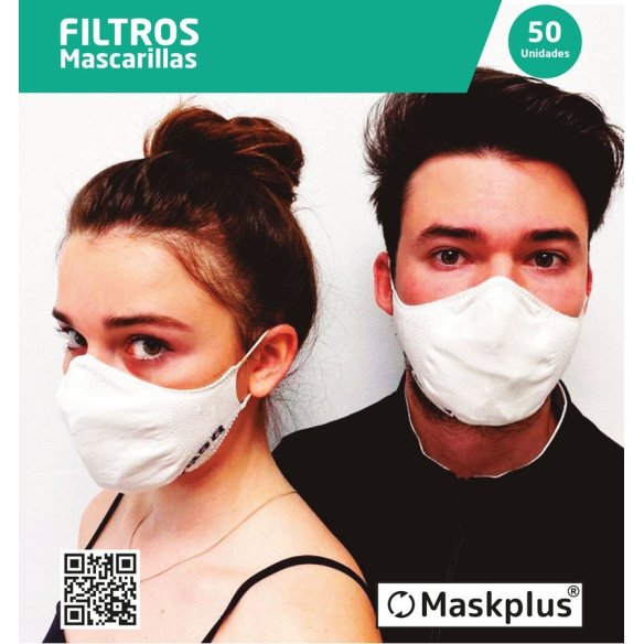 FILTROS MASKPLUS ANTIVIRAL  MASCARILLAS ADULTOS 50 U