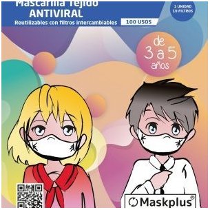 Mascarilla infantil maskplus rosa tejido antiviral...