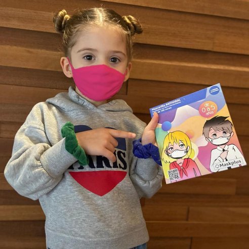 Mascarilla infantil maskplus rosa tejido...