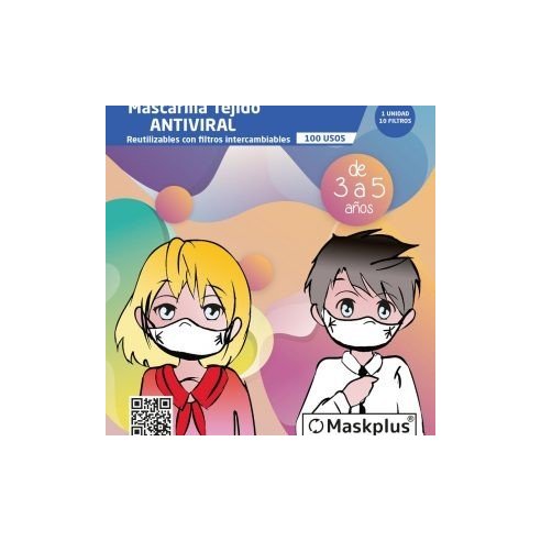 Mascarilla infantil maskplus azul tejido...