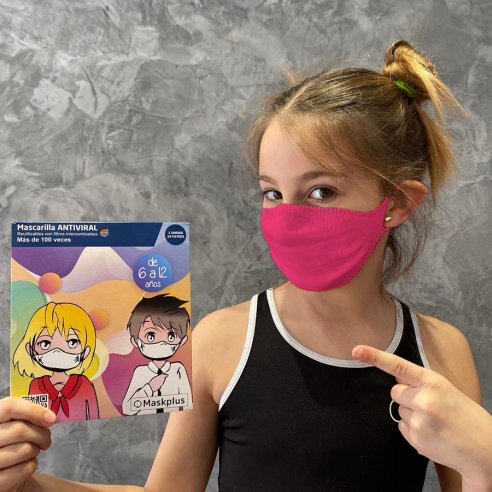 Mascarilla infantil maskplus rosa tejido...