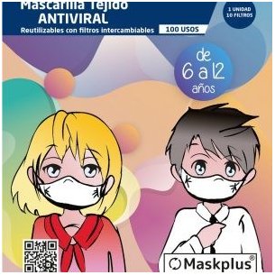 Mascarilla infantil maskplus azul tejido antiviral...