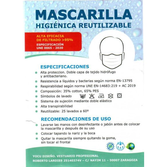 mascarilla higiénica reutilizable T-S