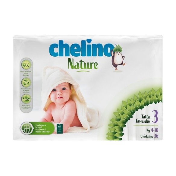 Pañal Chelino® Nature. Talla 3PAÑAL INFANTIL CHELINO NATURE T - 3 36 U