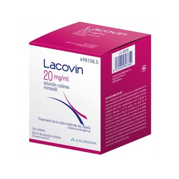 Lacovin 20 mg/ml solución cutánea 4 frascos x 60 ml
