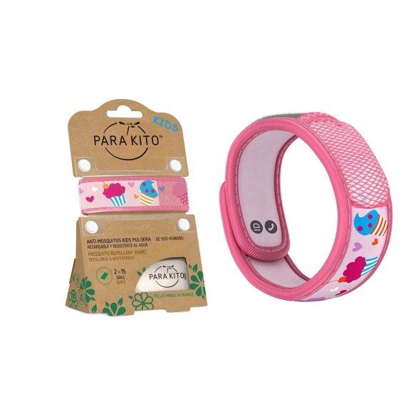 PARA KITO KIDS Pulsera repelente de mosquitos. De 3 a 7 años. 2 pastillas X 15 días
