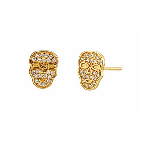 BOTICOS PENDIENTE CALAVERA CORCONITAS-ORO