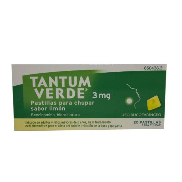 TANTUM VERDE 3 MG 20 PASTILLAS PARA CHUPAR (SABOR LIMON)