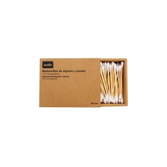BASTONCILLOS ACOFAR OIDOS DE ALGODON Y BAMBU 200 UNIDADES