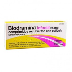 BIODRAMINA INFANTIL 25 MG 12 COMPRIMIDOS RECUBIERTOS