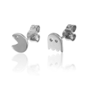 BOTICOS PENDIENTE PACMAN-PLATA