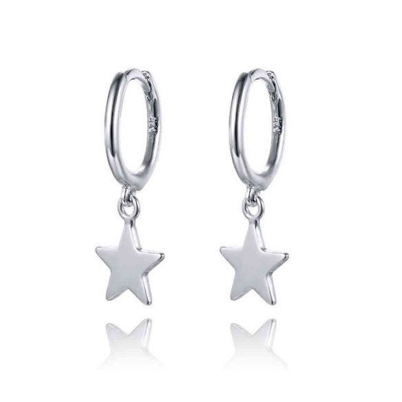 BOTICOS PENDIENTE ARO ESTRELLA PLATA