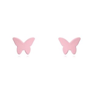 BOTICOS PENDIENTE MARIPOSA ROSA CLARO ENAMEL