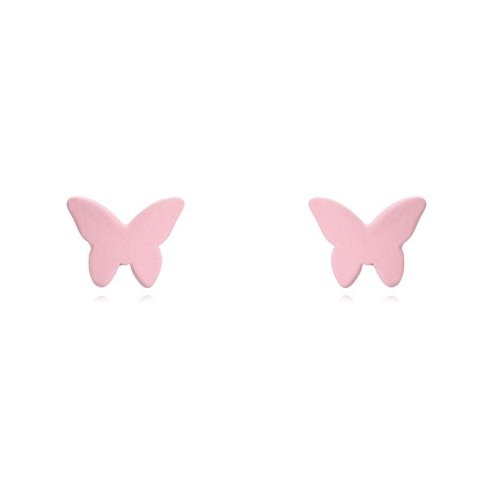 BOTICOS PENDIENTE MARIPOSA ROSA CLARO ENAMEL