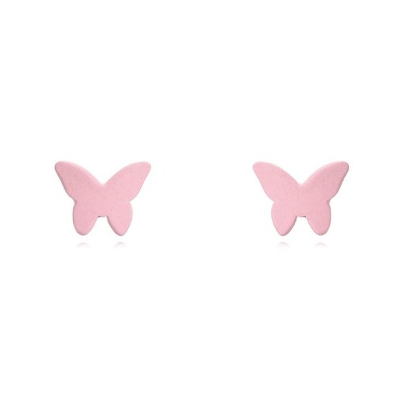 BOTICOS PENDIENTE MARIPOSA ROSA CLARO ENAMEL