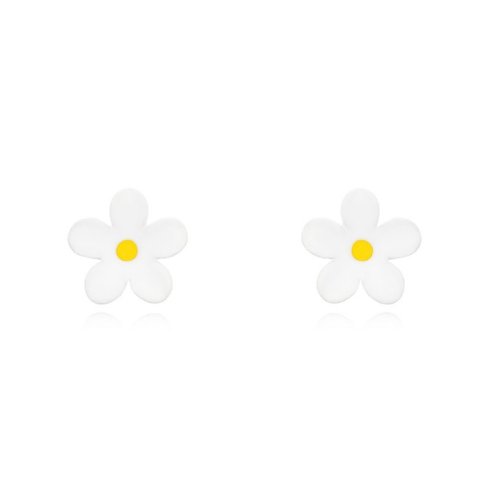 BOTICOS PENDIENTE FLOR ENAMEL BLANCO