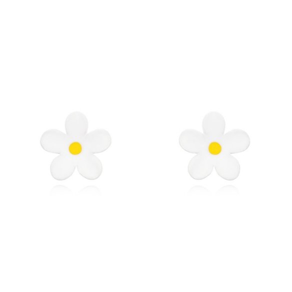 BOTICOS PENDIENTE FLOR ENAMEL BLANCO