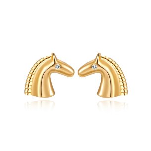 BOTICOS PENDIENTE CABALLO DORADO