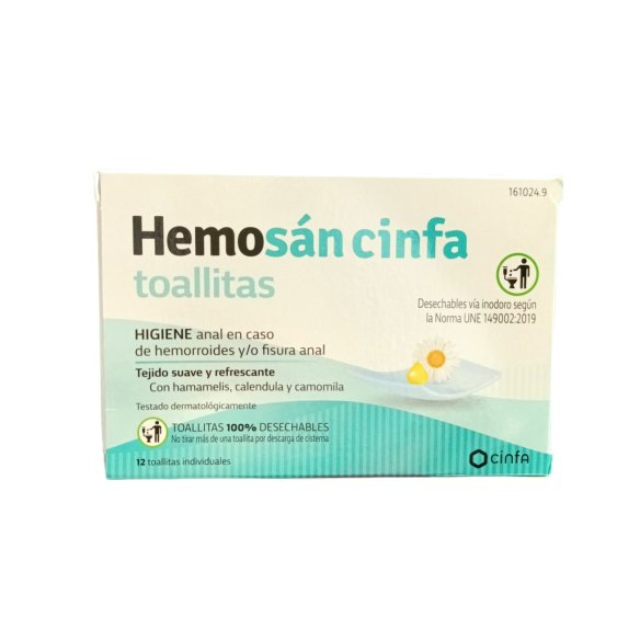 HEMOSAN CINFA 12 TOALLITAS