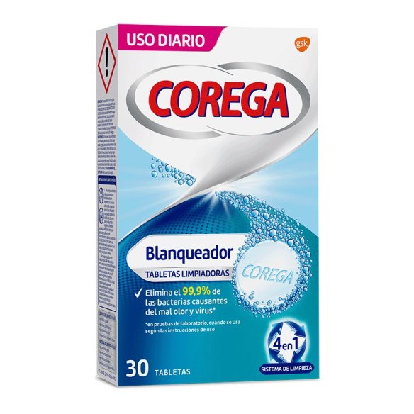 COREGA Limpiador para dentadura postiza Blanqueador 30 tabs