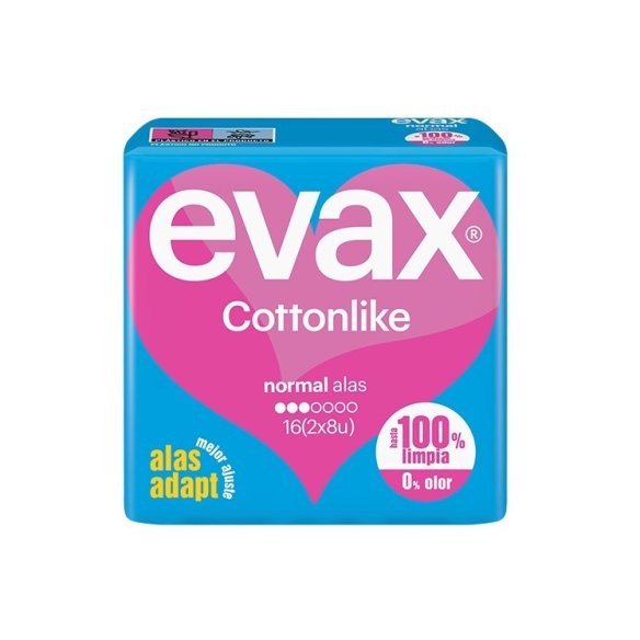 EVAX Cottonlike Normal compresas con alas 16 unidades (2x8)