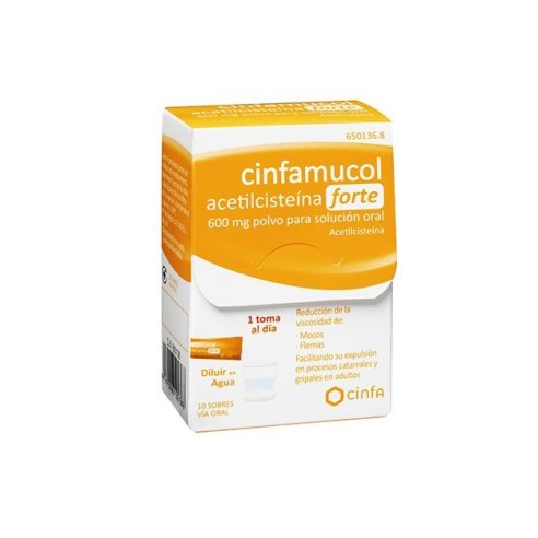 CINFAMUCOL ACETILCISTEÍNA FORTE 600MG SOBRES