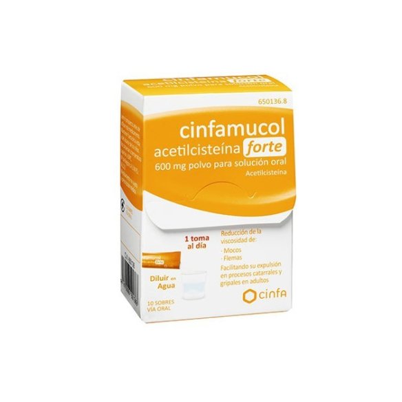 CINFAMUCOL ACETILCISTEÍNA FORTE 600MG SOBRES