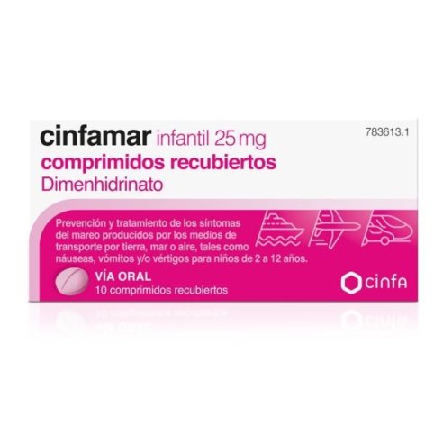 CINFAMAR INFANTIL 25 MG 10 COMPRIMIDOS RECUBIERTOS