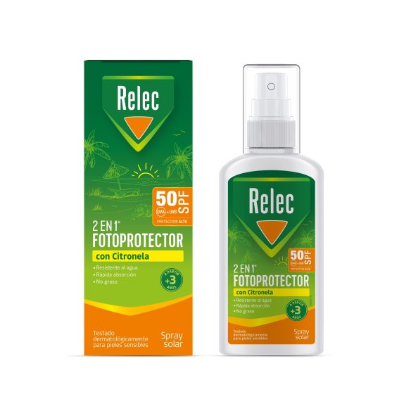 Relec 2 en 1 fotoprotector con citronela sprya solar 100 ml