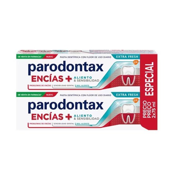 PARODONTAX ENCIAS  ALIENTO & SENSIBILIDAD DUPLO EXTRA FRESH 2X75ML