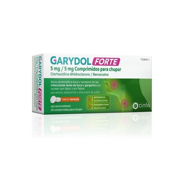 GARYDOL FORTE 5 MG/5 MG 20 COMPRIMIDOS PARA CHUPAR
