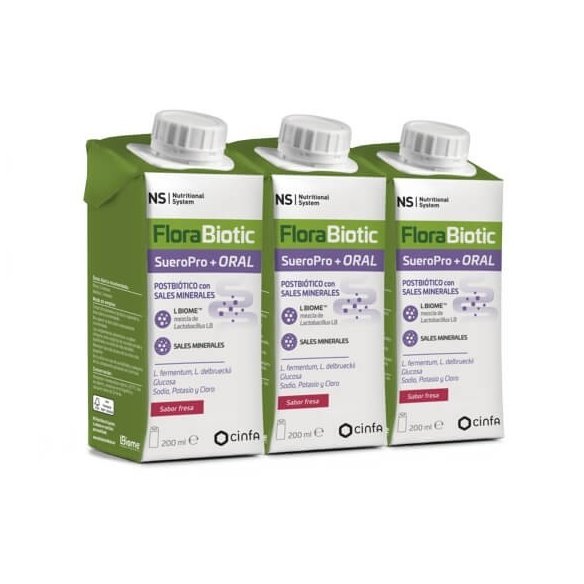 NS FLORABIOTIC SUEROPRO ORAL 3X200 ML SABOR FRESA